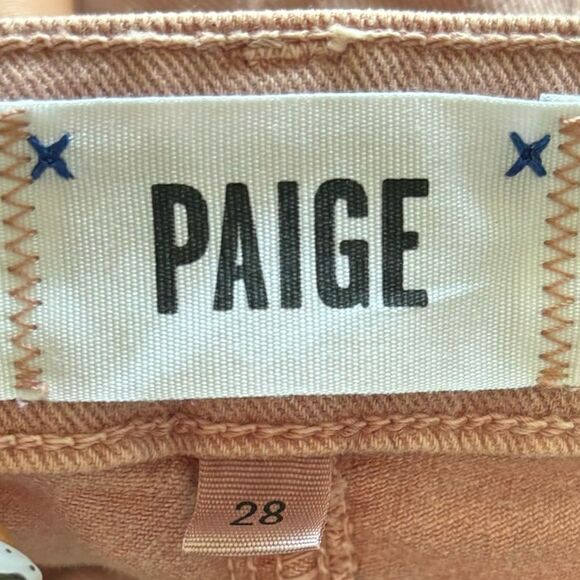 Paige Hoxton Pink Jeans Straight Leg Ankle Stretchy Raw Crop Ankle Size 28 - Picture 9 of 10